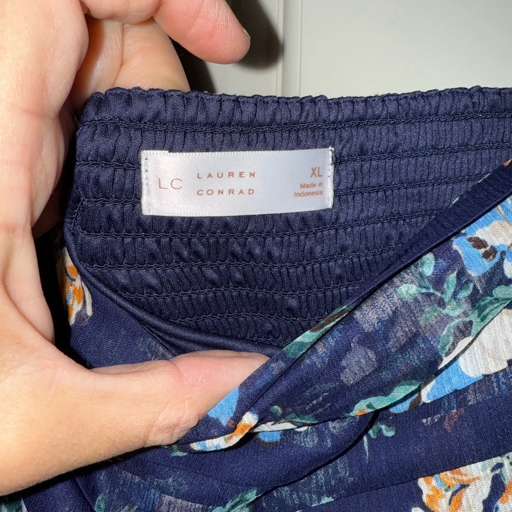 LC Lauren Conrad Navy Floral Long Sleeve Dress - Picture 2 of 2